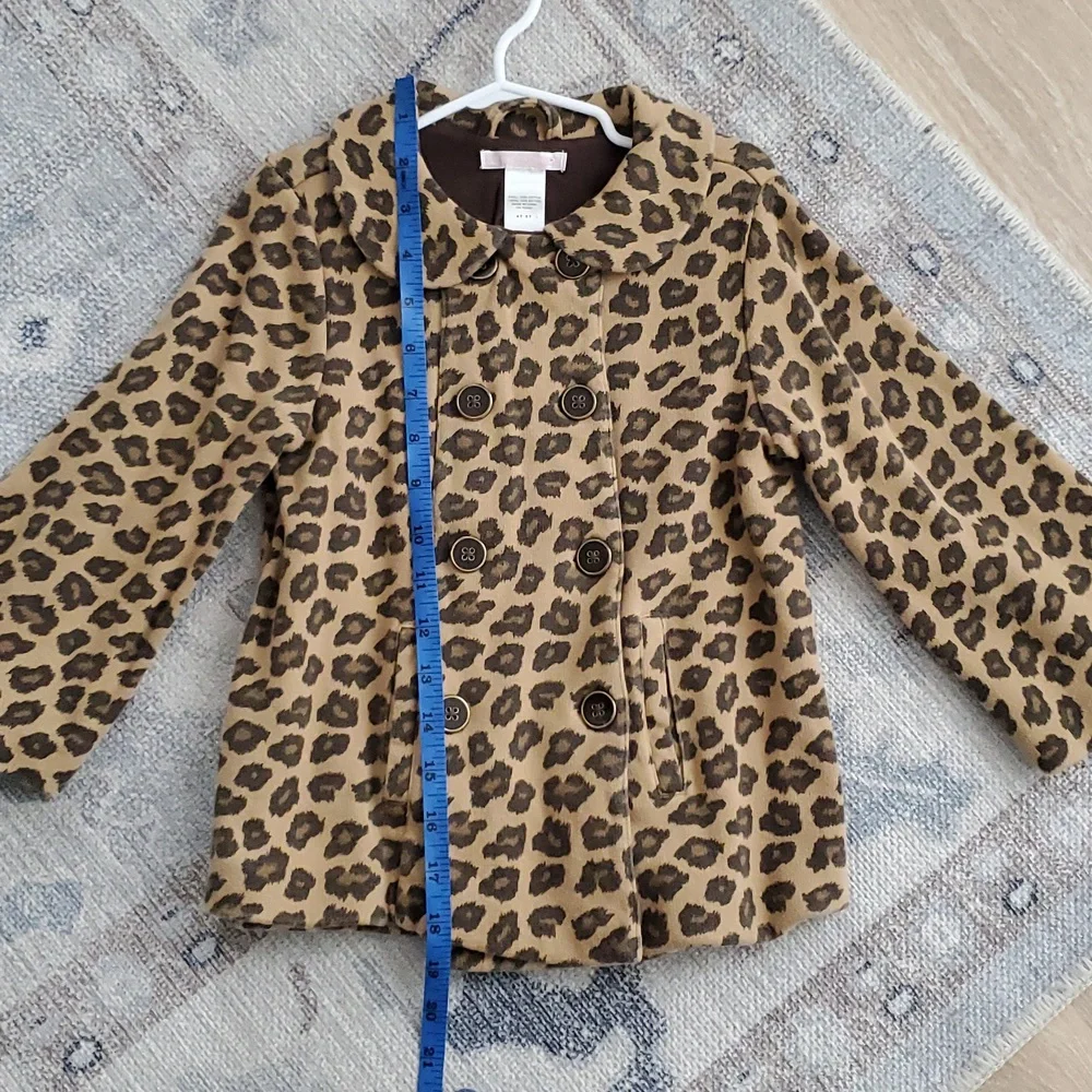 Janie and Jack Girls Leopard Animal Print Button Coat Sz4T-5T